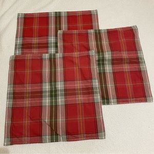 Pottery barn 3 plaid pillow covers, 22”x 23”very good condition